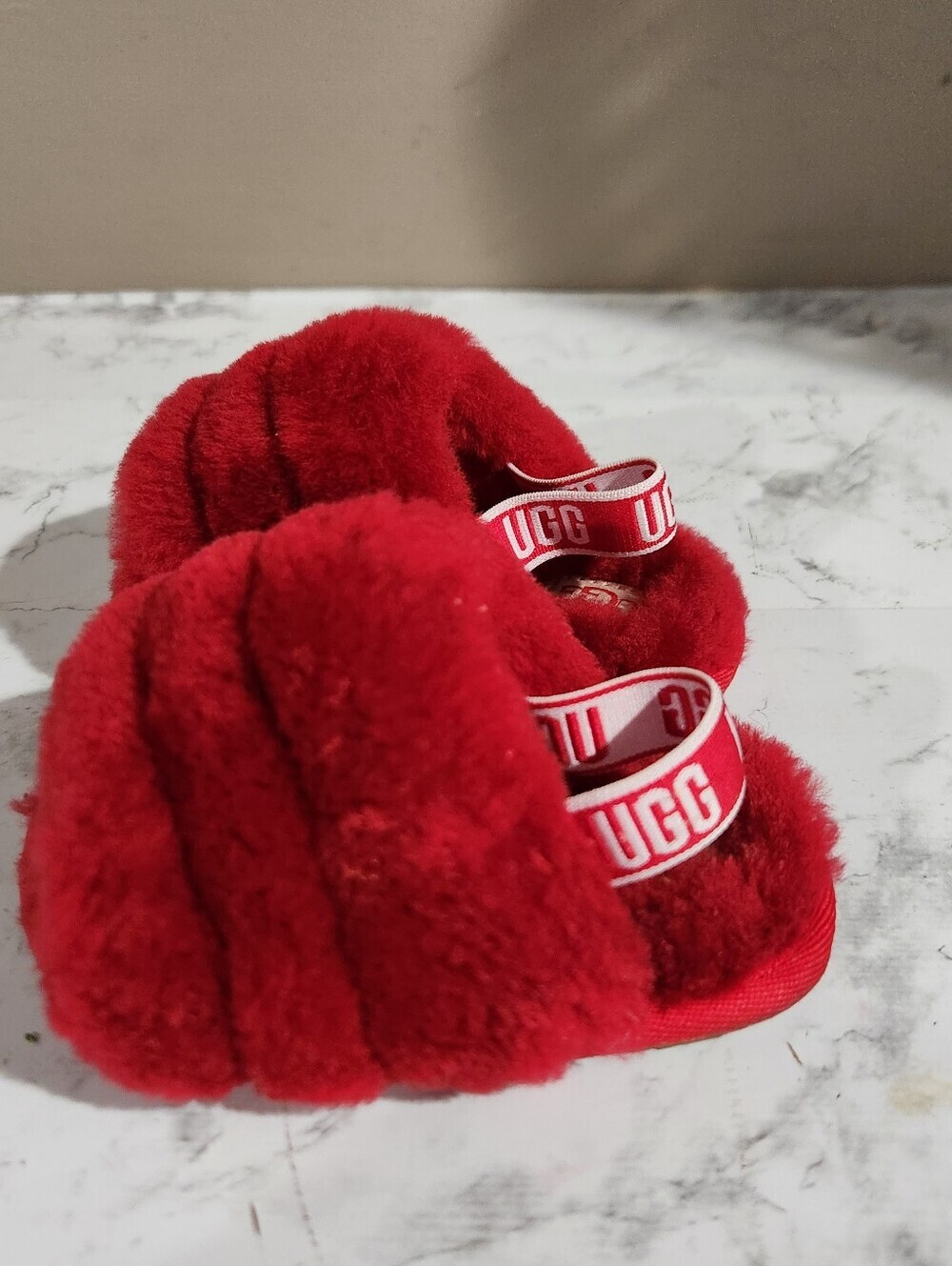 UGG Australia Toddlers Fluff Yeah Slippers Slides Red Size 4
